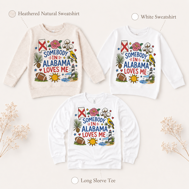 Somebody In Alabama Loves Me Kids Shirt, Alabama State Love Tee, Southern Family Gift Shirt