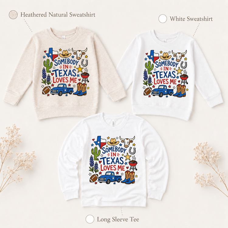 Somebody in Texas Loves Me Kids Graphic Tee | Texas Souvenir Shirt | Western Toddler Tee | State Pride Kids Shirt