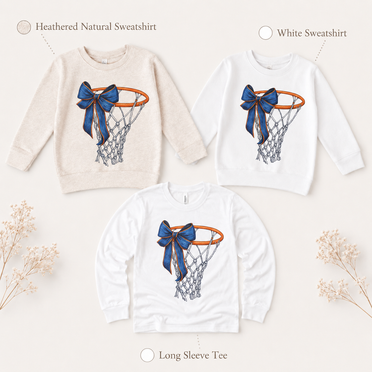 Basketball Bow Shirt, Girls Basketball Graphic Tee, Sports Coquette T-Shirt for Kids and Adults