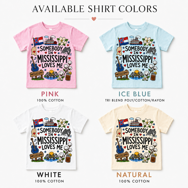 Somebody in Mississippi Loves Me Kids Graphic Tee | State Souvenir Shirt
