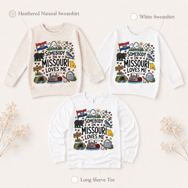 Somebody in Missouri Loves Me Kids Graphic Tee | State Souvenir Shirt
