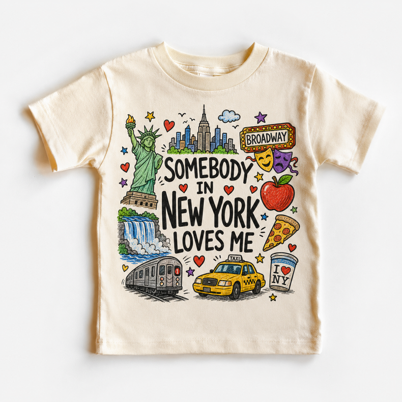 Somebody in New York Loves Me Kids Graphic Tee, New York Souvenir Shirt