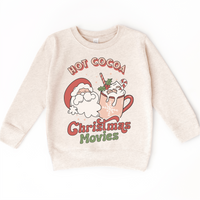 Hot Cocoa And Christmas Movies design on a natural sweatshirt.