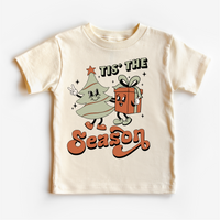Tis The Season Christmas T-Shirt- Kids Christmas design on a natural garment.