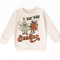 Tis The Season Christmas design on a natural sweatshirt.