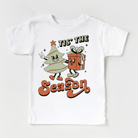 Tis The Season Christmas T-Shirt- Kids Christmas design on a white garment.