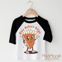 Pies Before Guys Thanksgiving design on a black-accented shirt.
