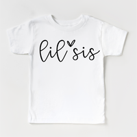 Lis Sis Sister Siblings Family design on a white garment.