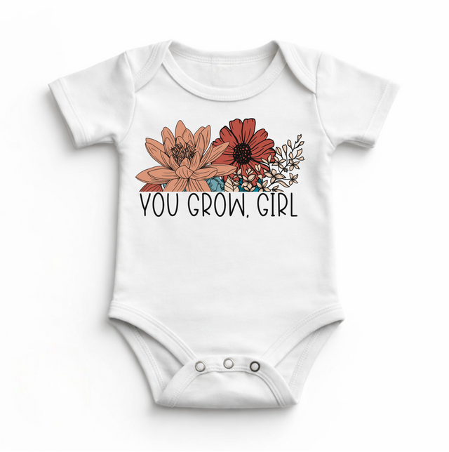You Grow Girl Floral Boho Bodysuit - Baby Bodysuit - Madi Moosh Boutique