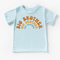 Retro Big Brother Siblings Family design on a blue garment.