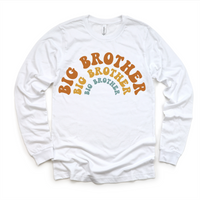 Retro Big Brother Siblings Family design on a long sleeve shirt.