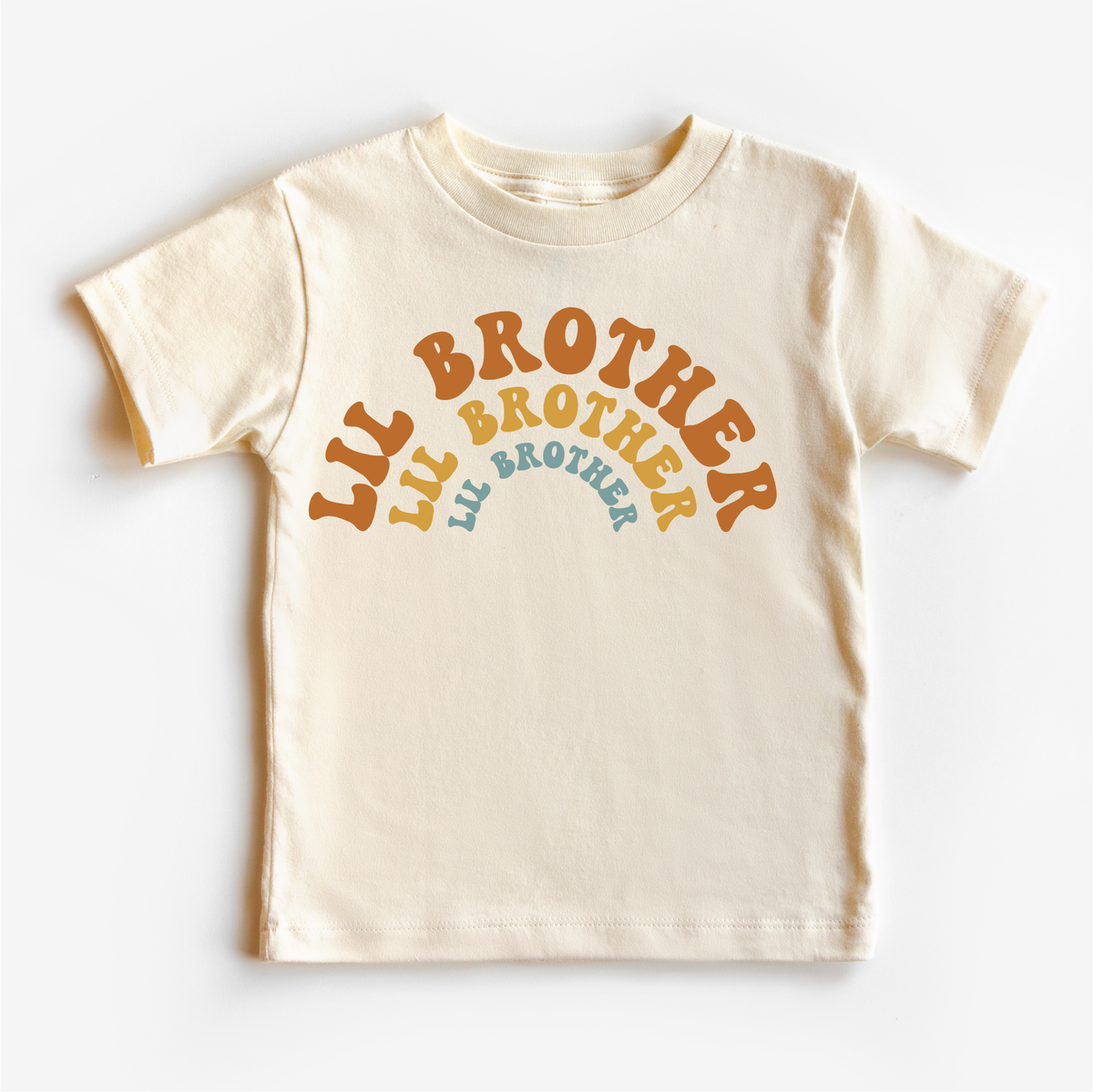 Retro Lil Brother Little Bro Siblings Family graphic T-shirt by Madi Moosh