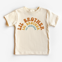 Retro Lil Brother Little Bro Siblings Family graphic T-shirt by Madi Moosh