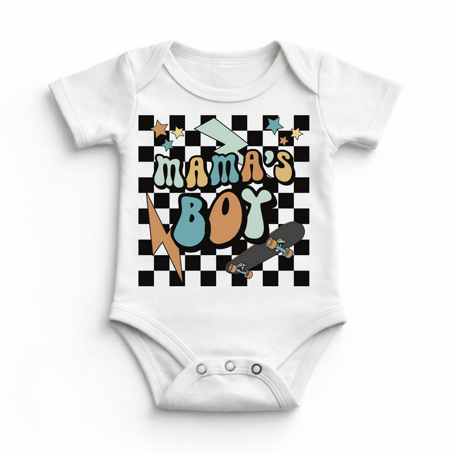 Mama's Boy Skateboard Retro Bodysuit - Baby Bodysuit - Madi Moosh Boutique