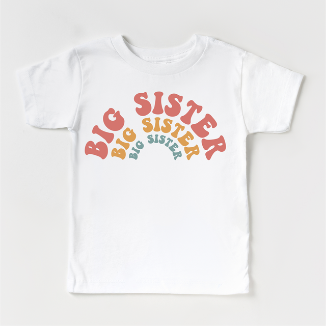 Retro Big Sister Siblings Family Shirt - Sister Tee
