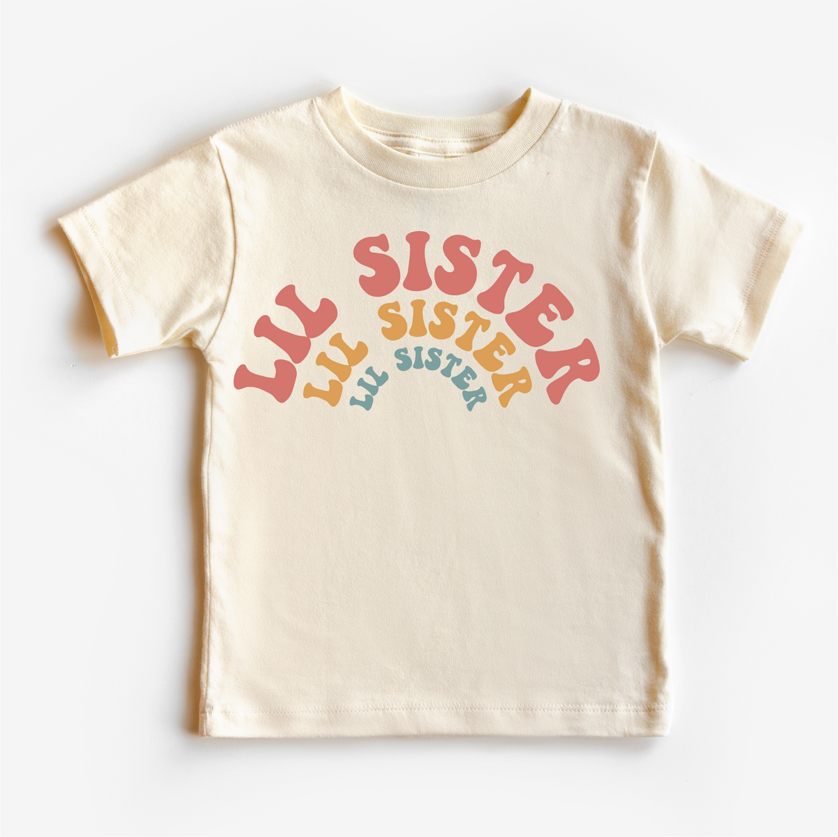 Retro Lil Sis Sister Siblings Family graphic T-shirt by Madi Moosh