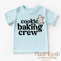 Gingerbread Cookie Baking Crew design on a blue garment.