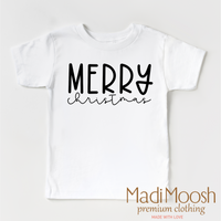 Classic Merry Christmas design on a white garment.