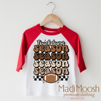 Touchdown Season Football design on a red-accented shirt.