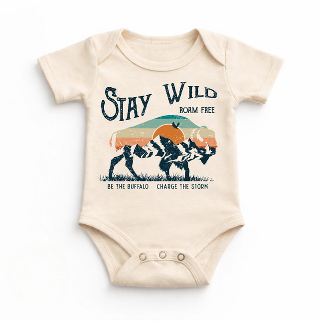 Stay Wild Outdoor Buffalo Baby Bodysuit - Madi Moosh Boutique