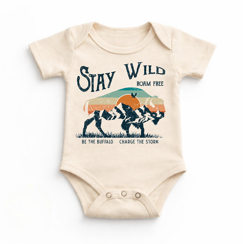Stay Wild Outdoor Buffalo Baby Bodysuit - Madi Moosh Boutique