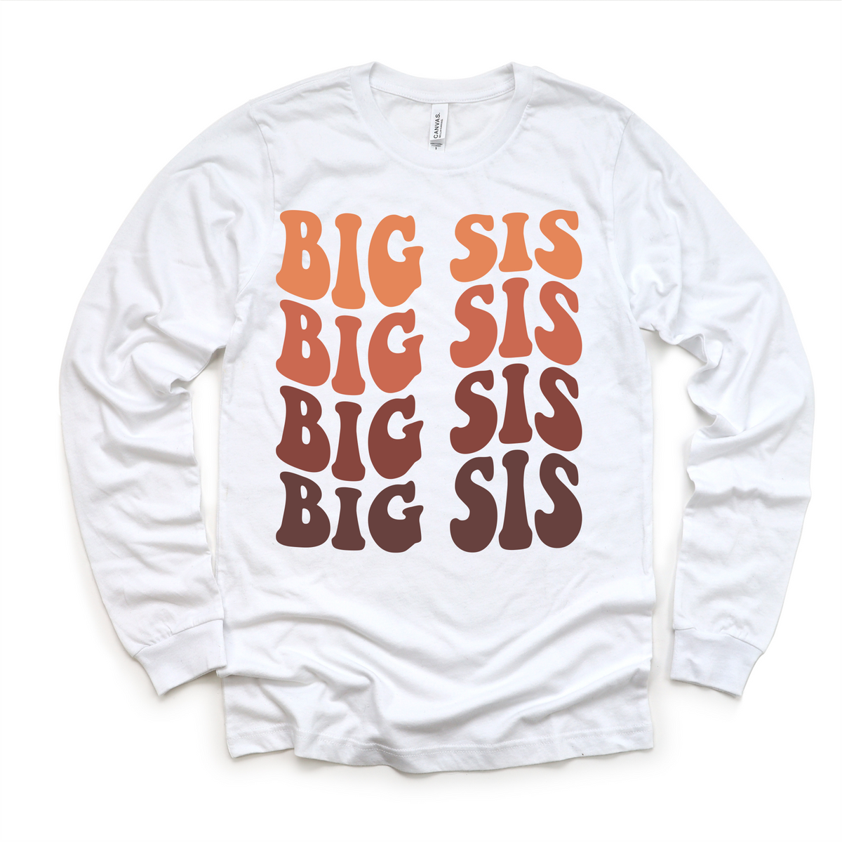 Retro Big Sis Siblings Family design on a long sleeve shirt.