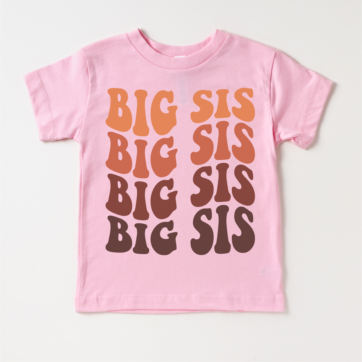 Retro Big Sis Siblings Family design on a pink garment.