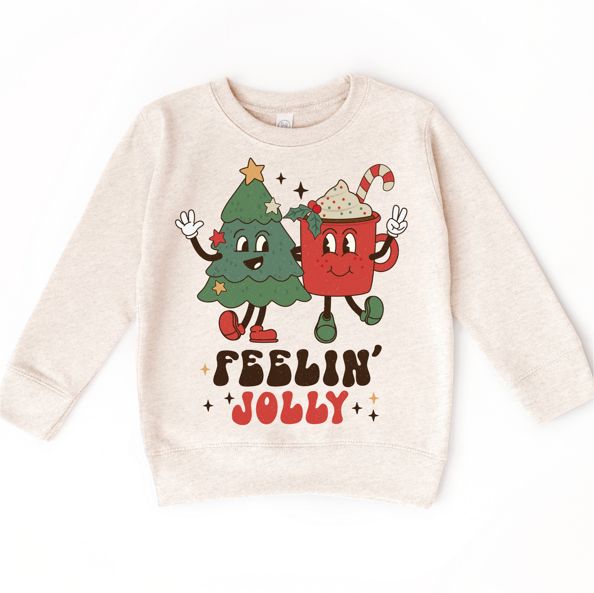 Feelin Jolly Christmas on natural kids sweatshirt