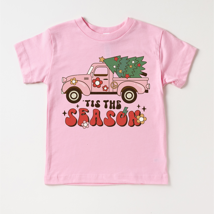 Tis The Season Vintage Pink Truck Christmas T-Shirt - Christmas Tee