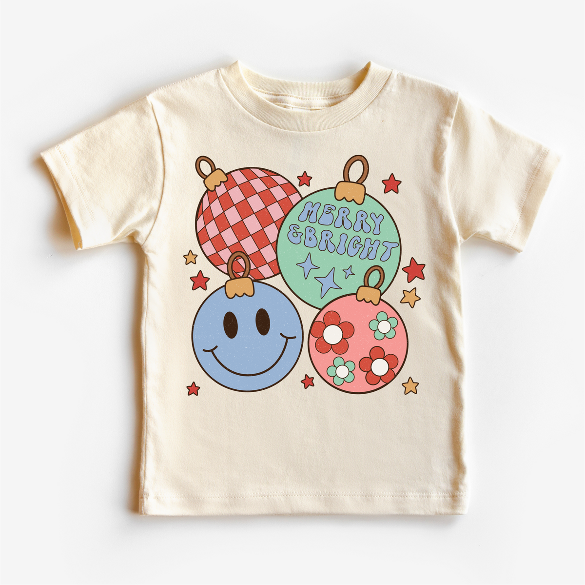 Merry and Bright Christmas Natural kids shirt
