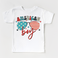 Retro American Boy 4th Of July, July 4th Kids & Adult graphic T-shirt by Madi Moosh