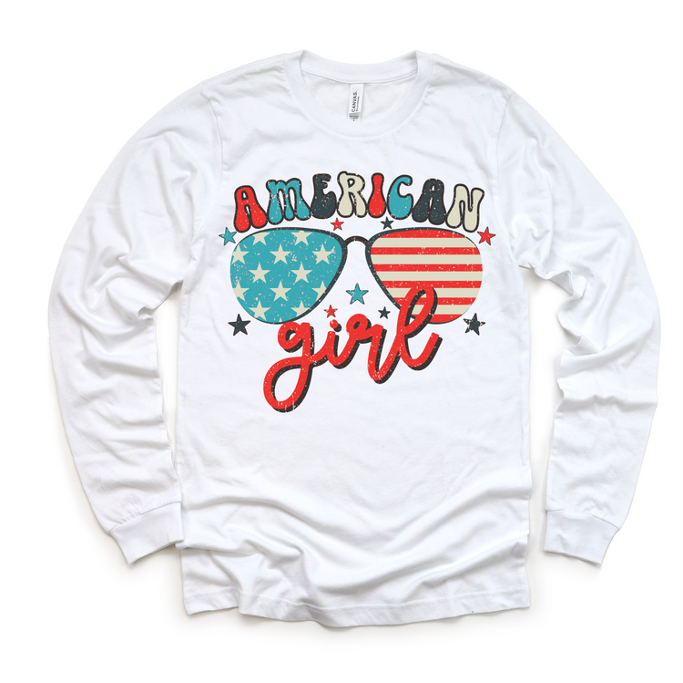 Retro American Girl 4th Of July Shirt - July 4th Kids & Adult Tee