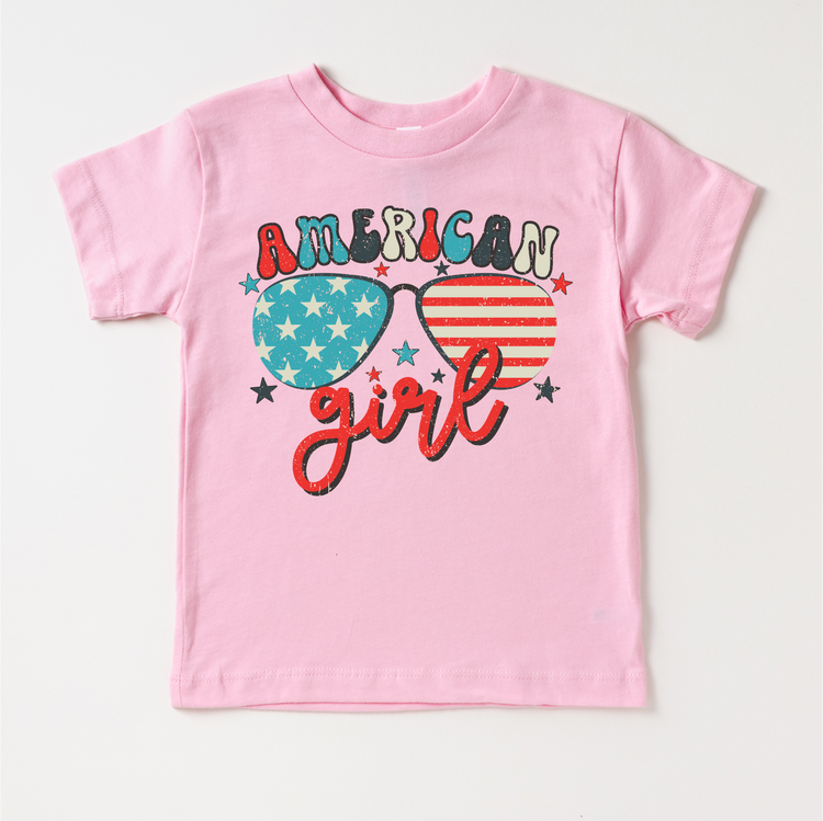 Retro American Girl 4th Of July Shirt - July 4th Kids & Adult Tee