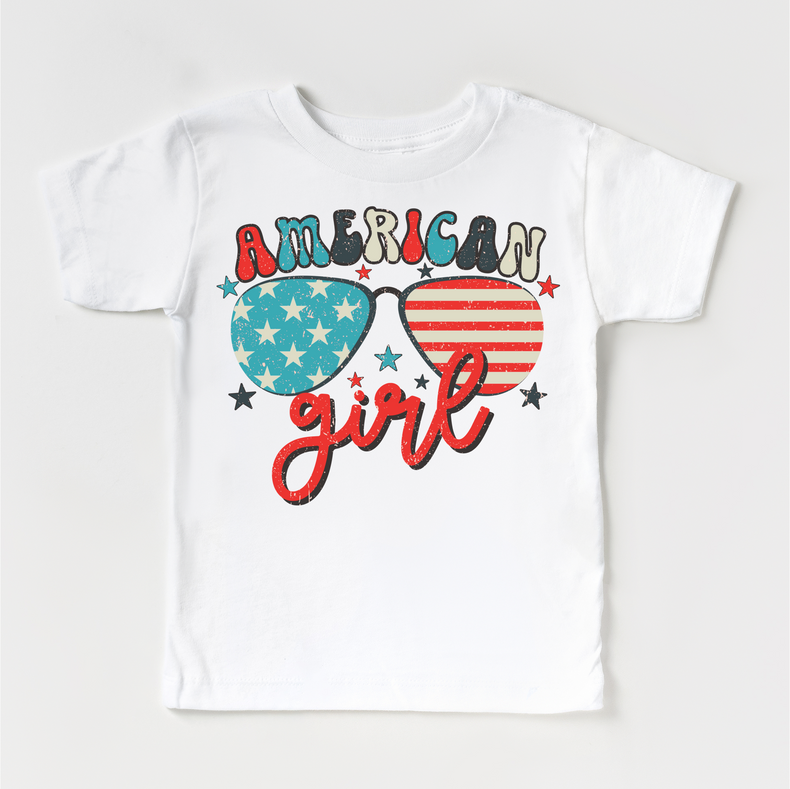 Retro American Girl 4th Of July Shirt - July 4th Kids & Adult Tee