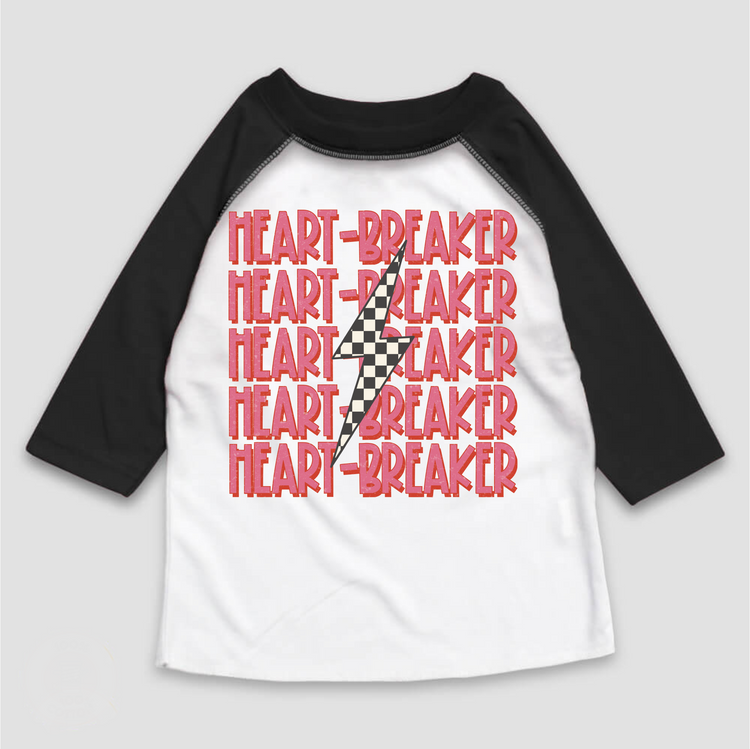 Heart Breaker Valentine's Day 3/4 Sleeve Shirt - Valentine's Day Raglan Sleeve Tee