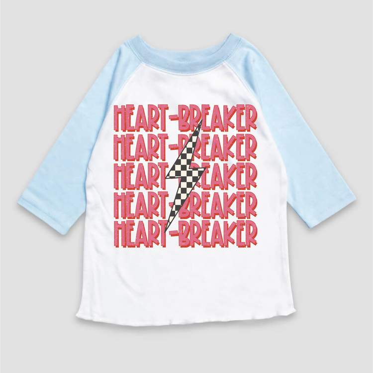 Heart Breaker Valentine's Day 3/4 Sleeve Shirt - Valentine's Day Raglan Sleeve Tee