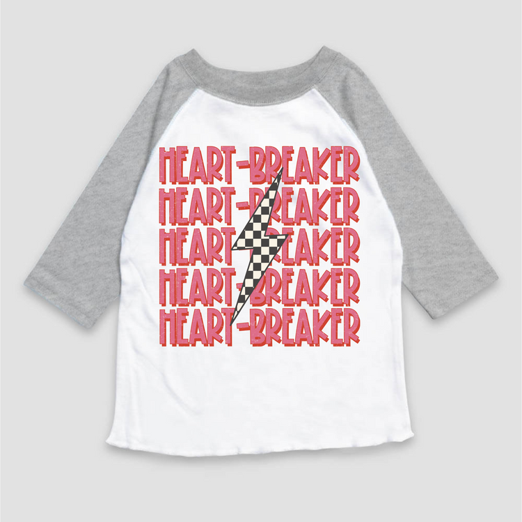 Heart Breaker Valentine's Day 3/4 Sleeve Shirt - Valentine's Day Raglan Sleeve Tee
