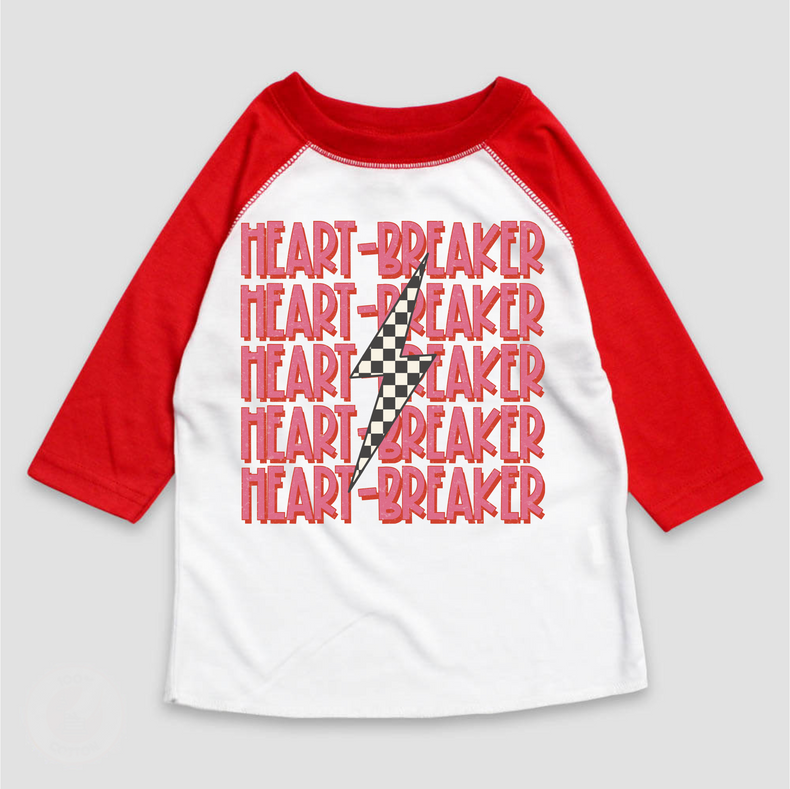 Heart Breaker Valentine's Day 3/4 Sleeve Shirt - Valentine's Day Raglan Sleeve Tee