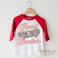 Heart Breaker Skater Valentine design on a red-accented shirt.