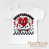 Heartbreaker Valentine design on a white garment.