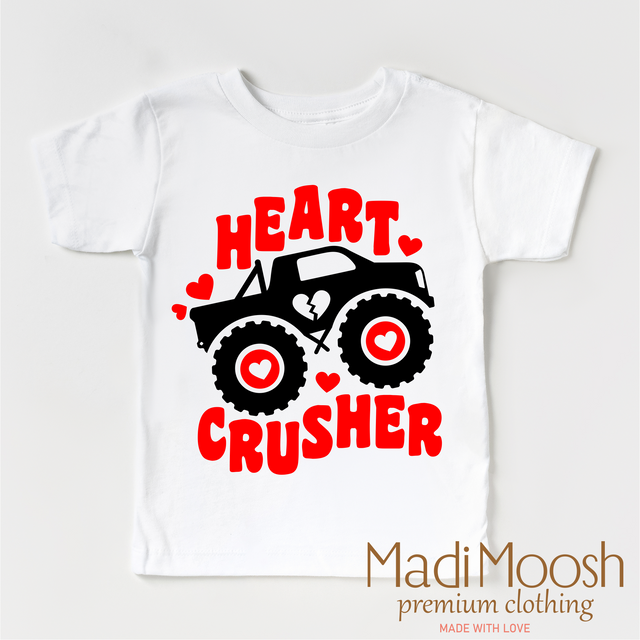 Heart Crusher Monster Truck Valentine Shirt - Valentine Tee
