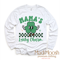Mama's Lucky Clover St. Patrick's Day design on a long sleeve shirt.