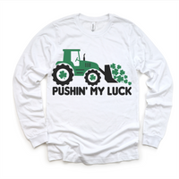 Pushing My Luck St. Patrick's Day Tractor  Shirt - Kids Irish Tee - Madi Moosh Boutique