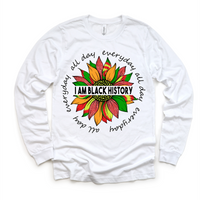 I Am Black History design on a long sleeve shirt.