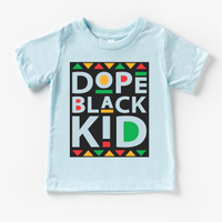 Dope Black Kid Black History design on a blue garment.