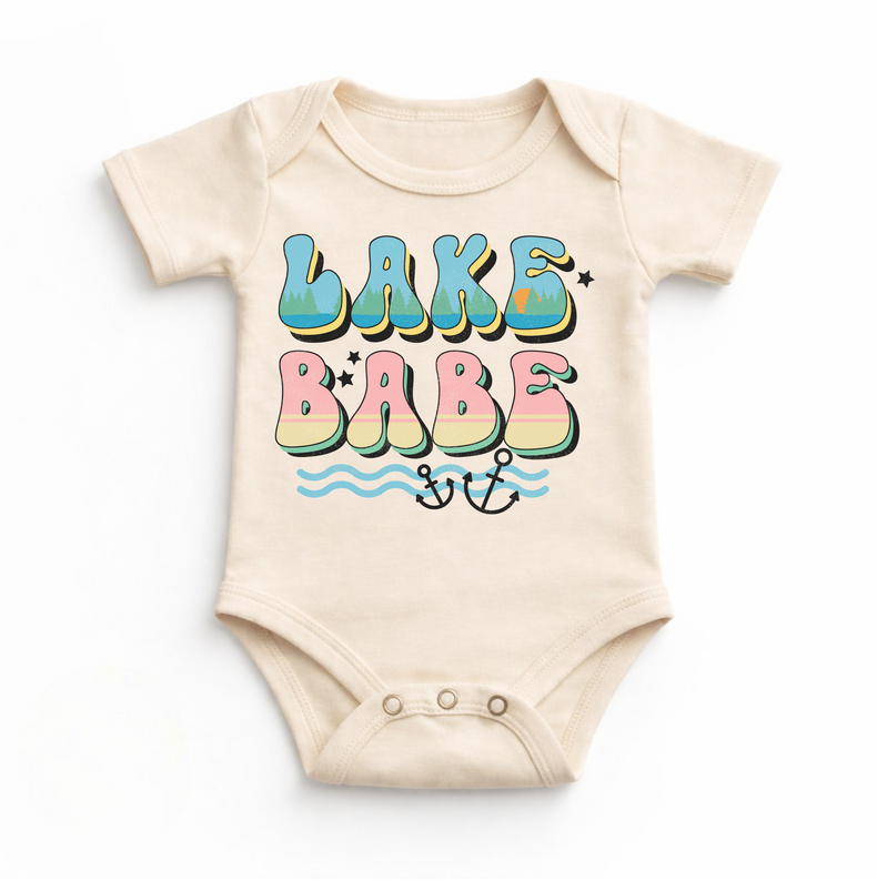 Lake Babe Retro Baby Bodysuit| Summer Lake Life Infant Bodysuit | Cute Nautical Baby Outfit