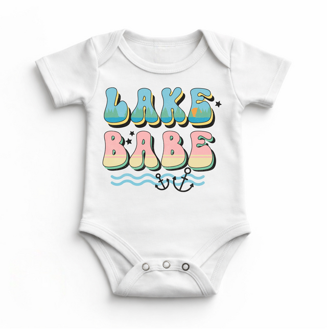 Lake Babe Retro Baby Bodysuit| Summer Lake Life Infant Bodysuit | Cute Nautical Baby Outfit