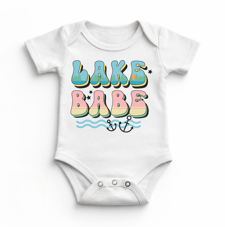 Lake Babe Retro Baby Bodysuit| Summer Lake Life Infant Bodysuit | Cute Nautical Baby Outfit
