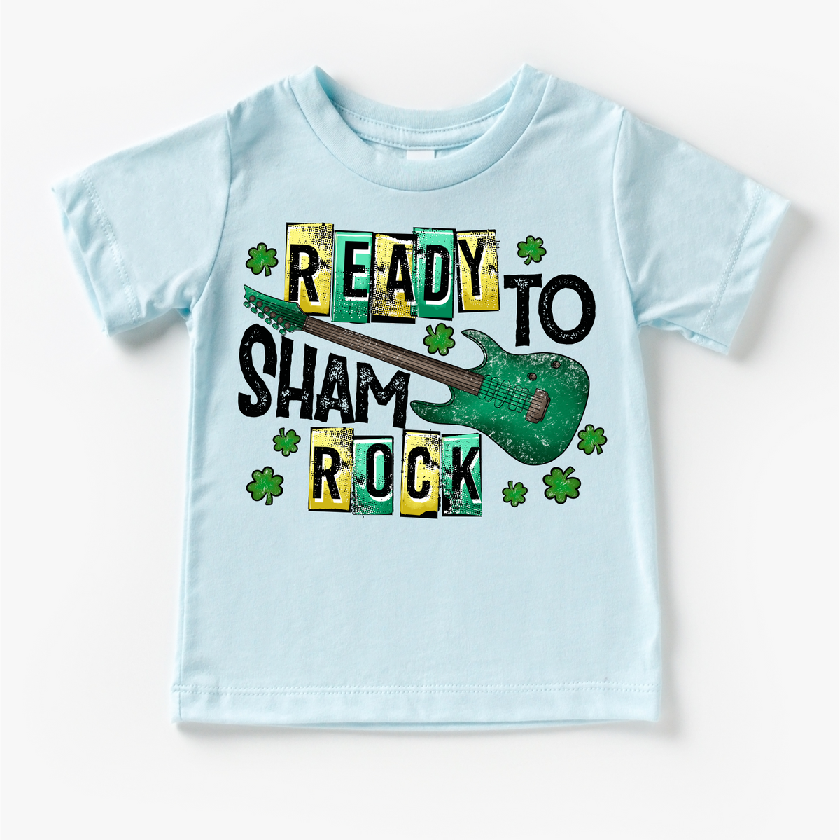 Ready To Shamrock St. Patrick's Day design on a blue garment.