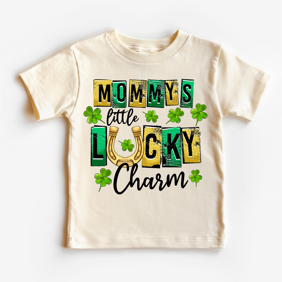 Mommy's Lucky Charm St. Patrick's Day, Lucky Charm Kids & Adult graphic T-shirt by Madi Moosh